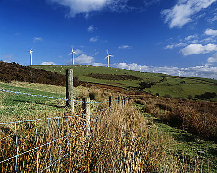 南威尔士,格拉摩根,农田,风轮机,风电场,靠近
