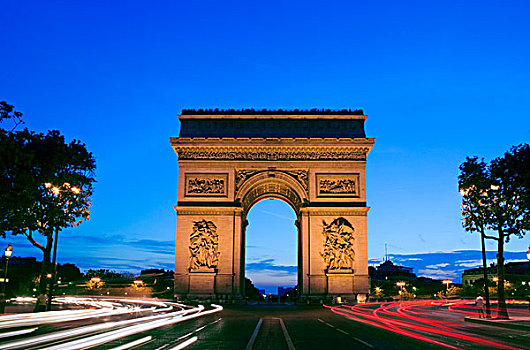 交通,正面,纪念建筑,拱形,道路,香榭丽舍,巴黎,法国