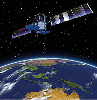 沟通,卫星,地球,太平洋沿岸