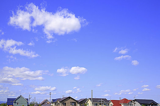 郊区,家,蓝天