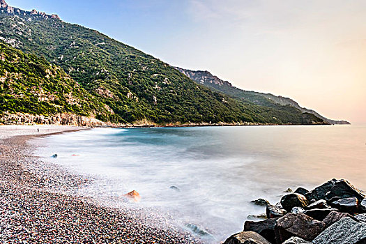 风景,海滩,海岸线,海湾,波尔图,科西嘉岛,法国