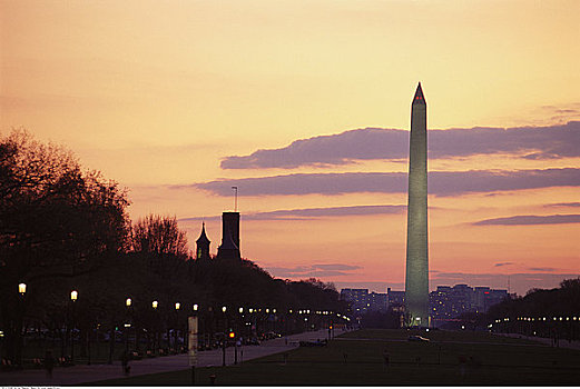 华盛顿纪念碑,日落,华盛顿,华盛顿特区,美国