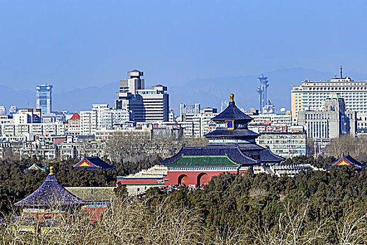 北京天坛全景高空俯视