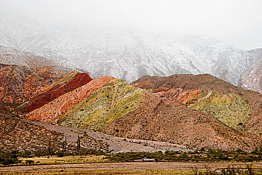 彩色,山,靠近,普尔马马卡,西北地区,阿根廷,胡胡伊