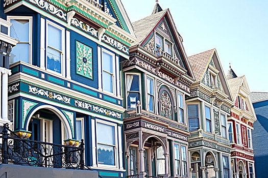 传统,维多利亚式房屋,附近,旧金山,加利福尼亚,美国