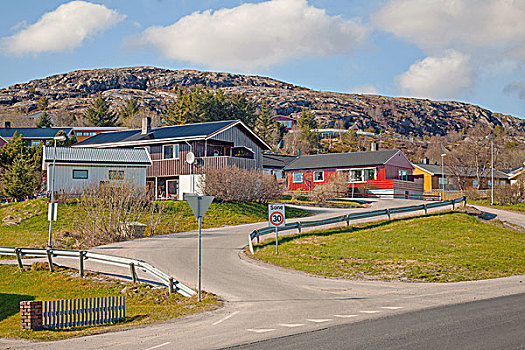 挪威,乡村,彩色,木屋,岩石,山