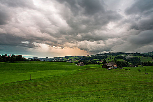 风暴,天空,晚间,阿本泽伦兰德,瑞士,欧洲
