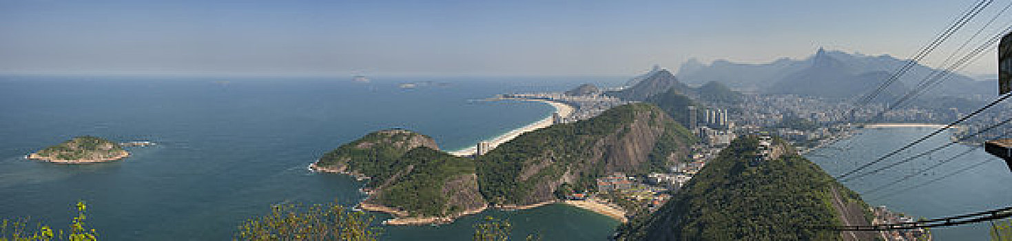 巴西,里约热内卢,甜面包山,科科瓦多,右边,科巴卡巴纳海滩,左边,全景,照片