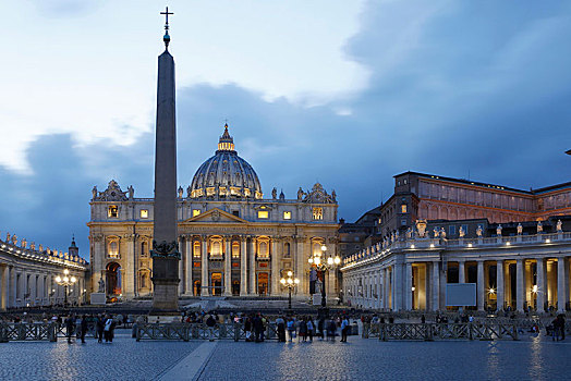 广场,大教堂,傍晚,罗马,梵蒂冈城,意大利,欧洲