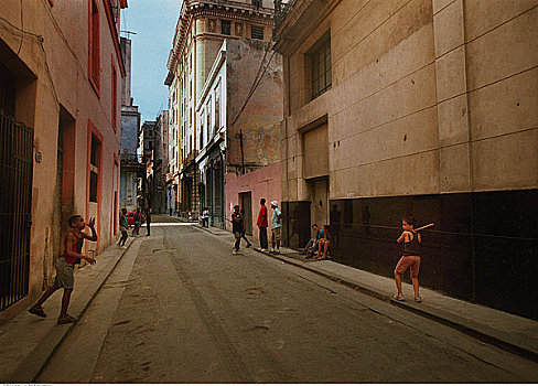 孩子,玩,街上,哈瓦那,古巴
