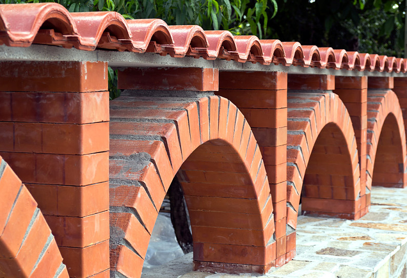 栅栏,砖,弯曲,装饰,遮盖,砖瓦_高清图片_全景视觉