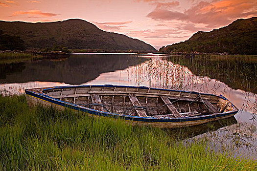 划桨船,湖,基拉尼国家公园,凯瑞郡,爱尔兰