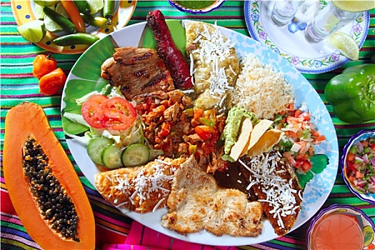 墨西哥美食,盘子,辣酱,木瓜,龙舌兰