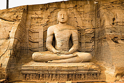 坐,佛像,伽尔寺,北方,中央省,斯里兰卡,亚洲