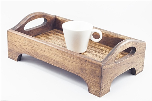 咖啡杯,木质,托盘,隔绝,白色背景,背景