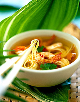 中国,对虾,面条汤