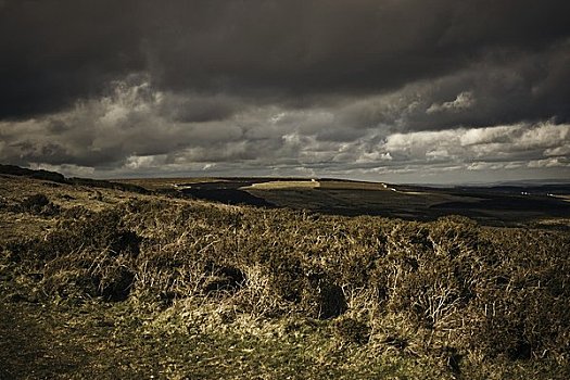 乌云,上方,达特姆尔高原,德文郡,英格兰