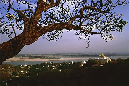 缅甸,曼德勒,风景,山,伊洛瓦底江