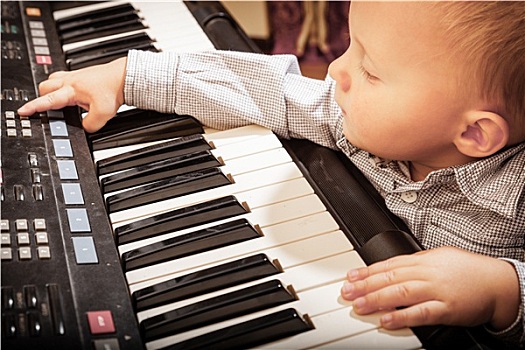 男孩,孩子,儿童,演奏,数码,键盘,钢琴