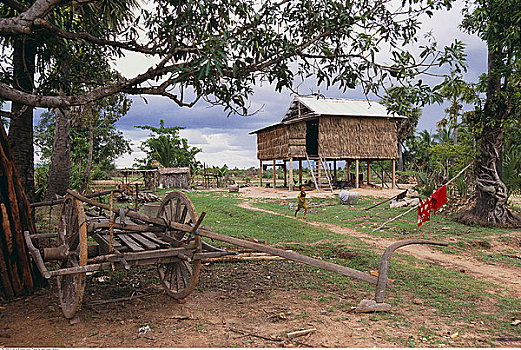 犁,房子,柬埔寨