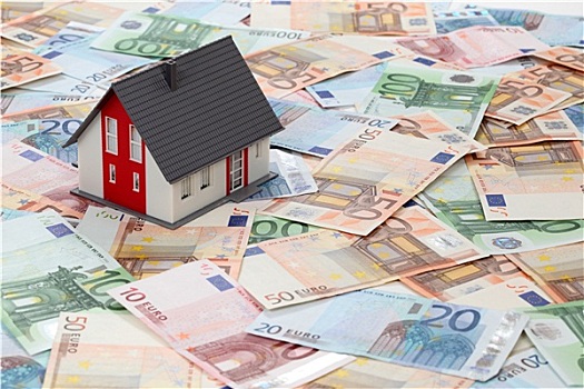 房屋模型,欧元,货币,背景