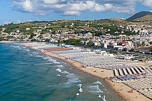 风景,地中海,公用,海滩,城镇,意大利