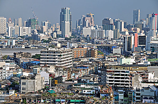 城市,唐人街,正面,金融区,酒店,摩天大楼,曼谷,泰国,亚洲