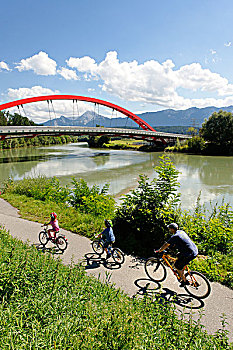 自行车,道路,菲拉赫,桥,河,卡林西亚,奥地利,欧洲