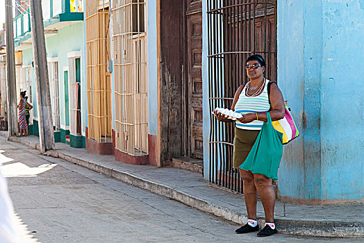 加勒比,古巴,特立尼达,女人,鸡蛋格,路边