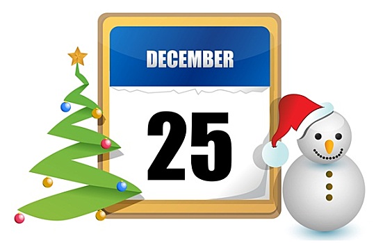 十二月,日历,树,雪人,插画,设计