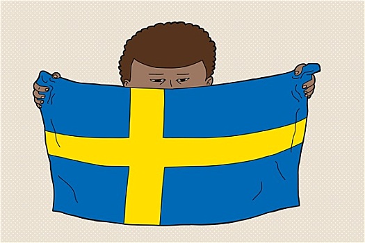 瑞典人,孩子,旗帜