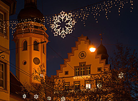 德国,卡尔斯鲁厄,圣诞节,亮光