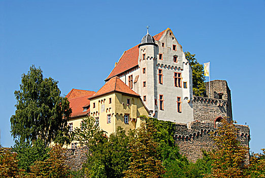 防卫,墙壁,古城堡,弗兰克尼亚,施佩萨特,巴伐利亚,德国,欧洲