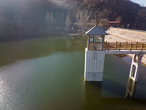 航拍济南锦绣川水库