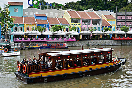 观光,船,新加坡河,彩色,码头,建筑,聚会,区域,克拉码头,新加坡,东南亚,亚洲