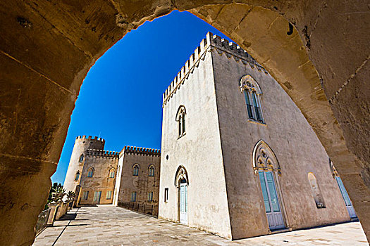拱道,白色,石墙,城堡,拉古萨,省,西西里,意大利
