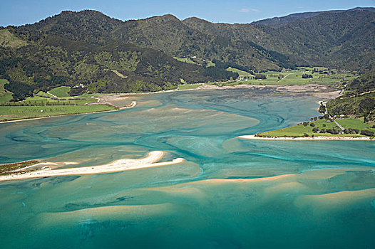 湾,小湾,金色,纳尔逊,区域,南岛,新西兰,俯视