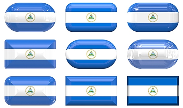 玻璃,扣,旗帜,尼加拉瓜
