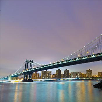 曼哈顿大桥,黄昏,纽约
