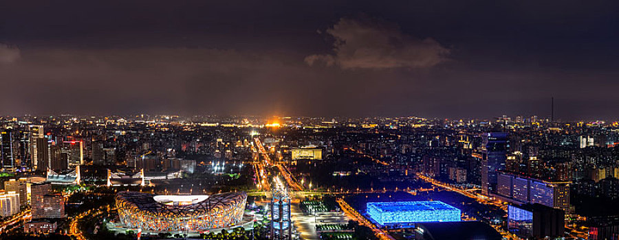 奥林皮克塔夜景-鸟瞰北京城市夜景