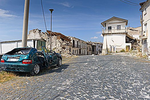 毁坏,建筑,地震,四月,2009年,靠近,区域,意大利,欧洲