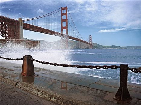 金门大桥,岸边,旧金山,加利福尼亚,美国