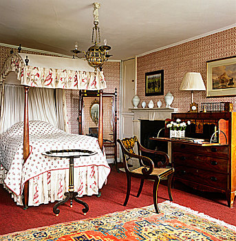 客房,大,红木,书桌,四柱床