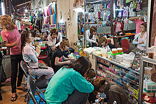 柬埔寨,收获,老,市场,美容院