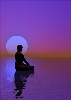冥想,紫色,月亮