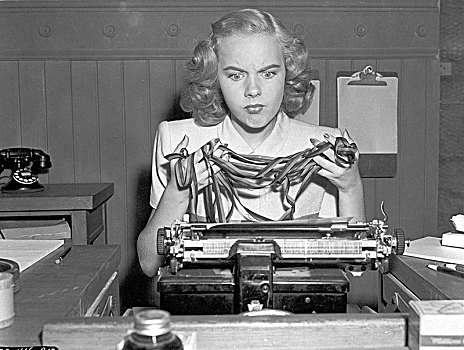 女人,秘书,绝望,打字机,打结,带,20世纪40年代,德国,欧洲