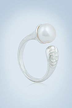 珍珠,戒指,白色背景,背景