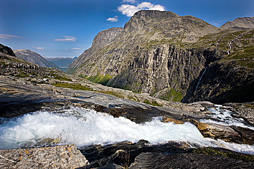 风景,顶峰,上方,山谷,挪威,斯堪的纳维亚,欧洲