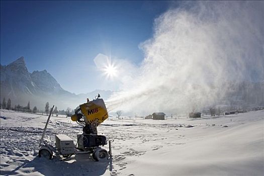 雪,大炮,正面,楚格峰,全景,埃尔瓦尔德,奥地利,欧洲