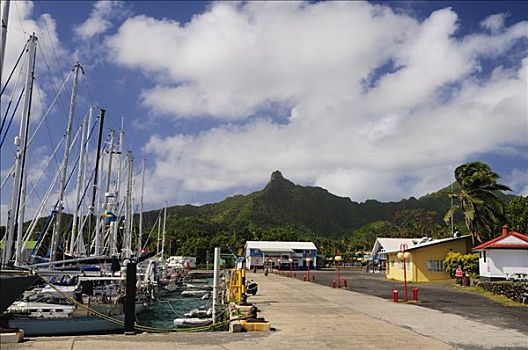 码头,山,拉罗汤加岛,库克群岛